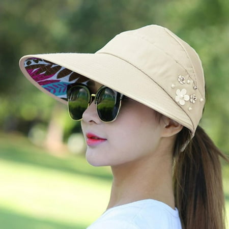 SSKFHGI Beige Adjustable Hat For Women Korean Style New Outdoor Sports Fisherman Hat Casual All-Match Sun Protection Foldable Sun Hat