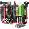 thumbnail image 1 of Kit de supervivencia + bolsa para botiquín de primeros auxilios + cubierta de piedra para iniciador de fuego, alicates multifunción, herramienta, accesorios militares, caja completa,, 1 of 1
