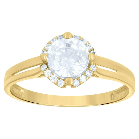 10kt Real Yellow Gold Womens Cubic-Zirconia Engagement Ring