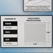 Super Tech Cabin Air Filter 6750, Replacement Air/Dust Filter for Nissan Fits select: 2020-2021 NISSAN SENTRA, 2002-2006 NISSAN ALTIMA