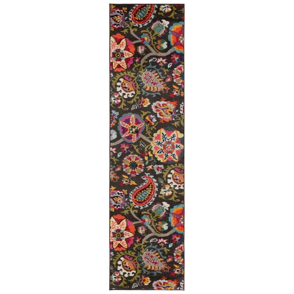 SAFAVIEH Monaco Damian Floral Runner Rug, Brown/Multi, 2'2" x 12'