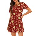 thumbnail image 1 of Disketp Golden Squirrels Holiday para Camisón Corto de Manga Corta para Mujeres, Camisón Cómodo con Escote Redondo, Bonito y Confortable, 1 of 6