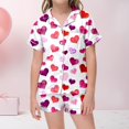 thumbnail image 2 of Rovga Kid Outfits For Girl Short Sleeve Heart Shaped Leopard Print Pajama Set Lapel Tee Caual Shorts With Pockets Heart Shaped Print Set Soft Festival Playsuit Light Pink 6-7 Years, 2 of 6