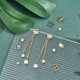 thumbnail image 3 of 32 piezas de aretes de rombo de 2 colores, 2 estilos, acero inoxidable 304, hipoalergénicos, con tuercas., 3 of 9