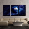 thumbnail image 2 of wall26 - 3 Piece Canvas Wall Art - Imaginary View of Planet Earth in a Star Field. Elements of This Image Furnished by NASA - Modern Home Art Stretched and Framed Ready to Hang - 24"x36"x3, 2 of 4