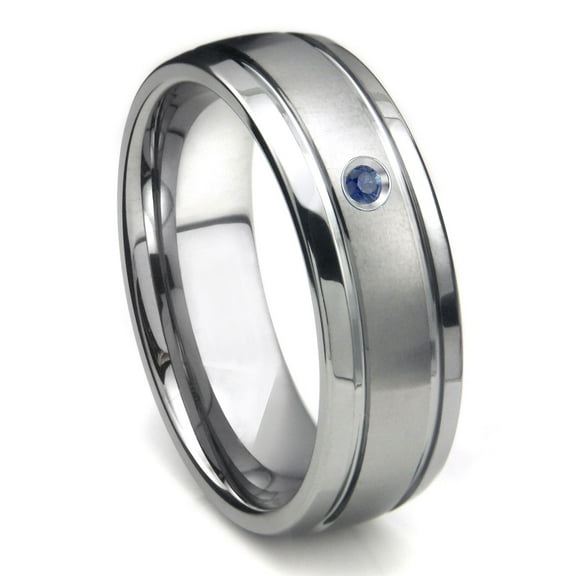 Titanium Kay Tungsten Carbide Sapphire Newport Dome Comfort Fit Mens Wedding Band Ring Sz 10.0
