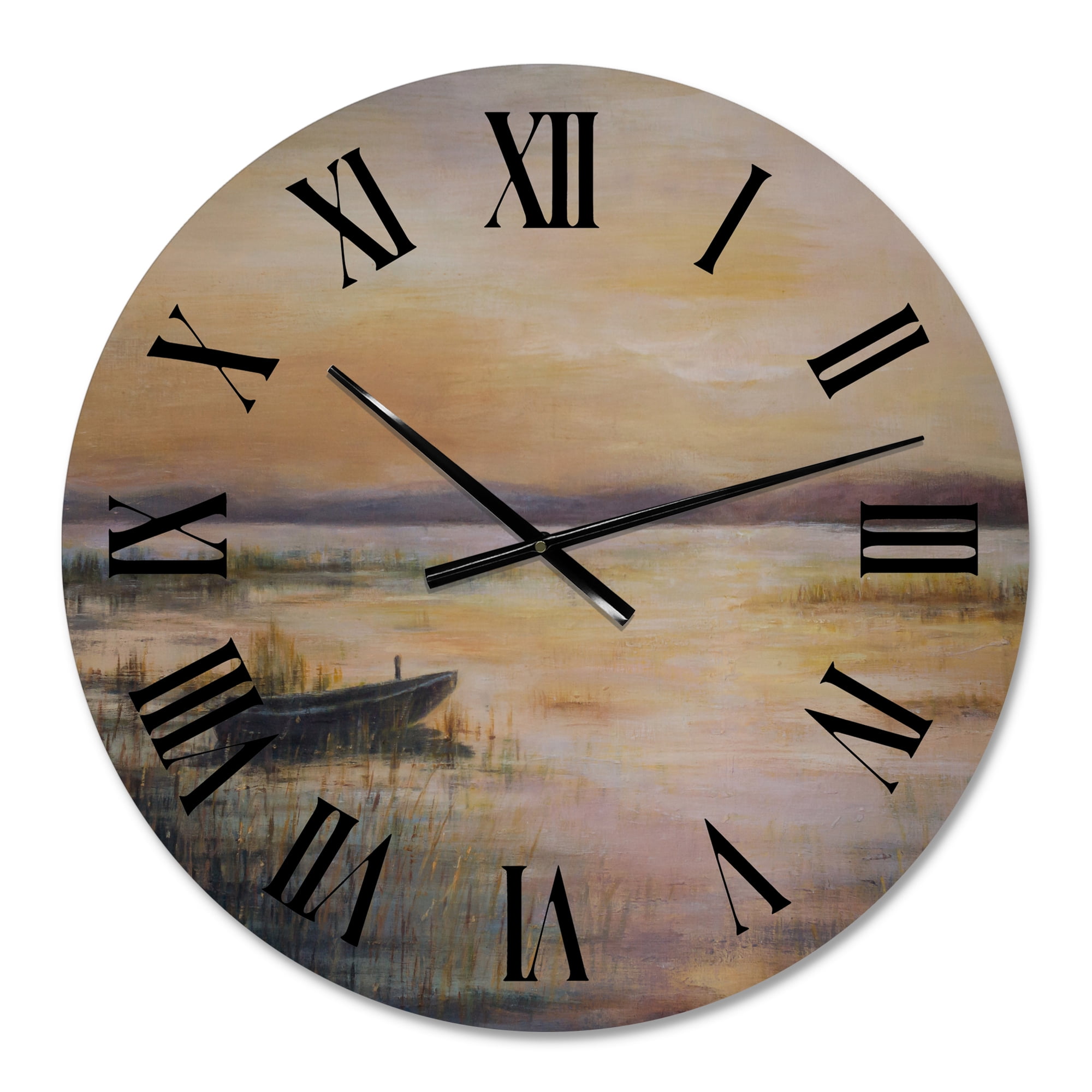 Designart 'Pastel Sunset Over The Lake' Nautical & Coastal Wall Clock