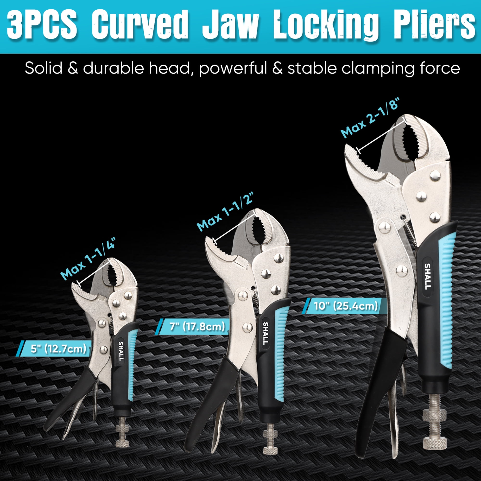 The Original 3 Pc. Locking Pliers Set, 5 in, 7 in, 10 in, Tray