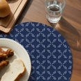 thumbnail image 3 of Navy Blue Round 13 Inch Placemats Set of 4, Geometric Leaf Diamond Plaid Abstract Check HeatResistant Non Slip Place Mats for Dining Table, Wipeable Braided Kitchen Table Mats for Housewarming, 3 of 9