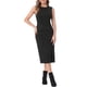 thumbnail image 2 of Vestido de trabajo sin mangas de ante sintético para mujer Inspire Chic, con cuello redondo y abertura en el dobladillo, color negro, 2 of 6
