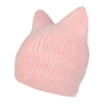 thumbnail image 5 of UJNDER Hats Women Knit Crochet Cute Plush Cat Hat with Ear Slouchy Knit Winter Warm Headwear Pink, 5 of 5