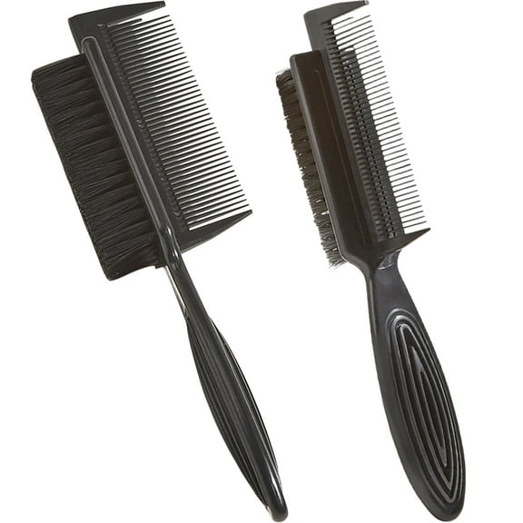 LULULION Double Sided Hair Comb Sleek Styling Black ABS Nylon Bristle Home Use 2Pcs
