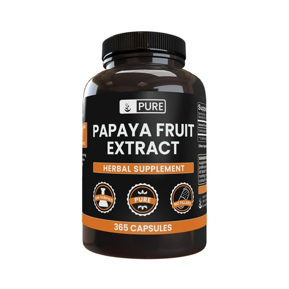 PURE ORIGINAL INGREDIENTS Papaya Extract 365 Capsules No Magnesium Or Rice Fillers, Always Pure, Lab Verified
