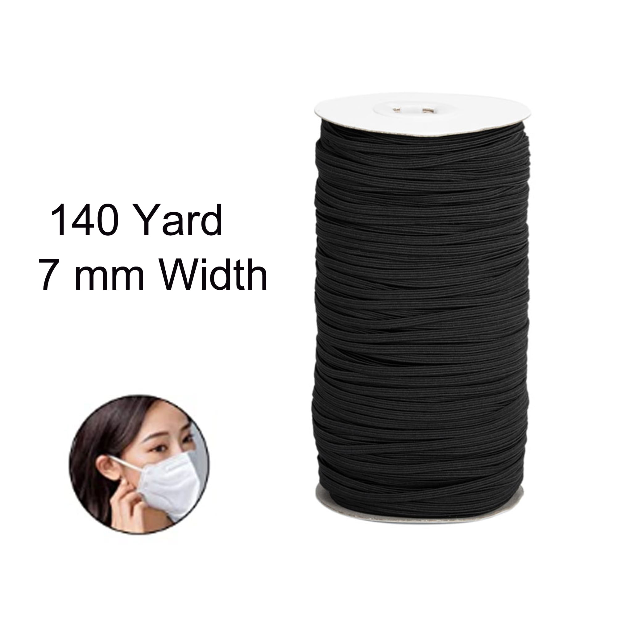 Black 100 Yards Elastic Band Roll 1/3 Inch Flat Elastic Cord High Elasticity Knit Spool Drawstring Rope for Sewing Crafts