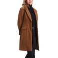 thumbnail image 4 of Abrigo de invierno INSPIRE CHIC para mujer, con solapa de muesca, abrigo de longitud media, de un solo botón, tipo pea, color marrón, 4 of 5