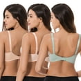 thumbnail image 3 of Curve Muse Plus Size Minimizer Underwire Unlined Bras with Embroidery Lace-3Pack-SAGE,LIGHT BROWN,BLUSH-36D, 3 of 7