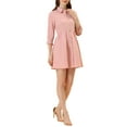 thumbnail image 4 of Vestido de camisa para mujer Inspire Chic de manga 3/4, con botones, mini vestido, color rosa, talla XL, 4 of 6