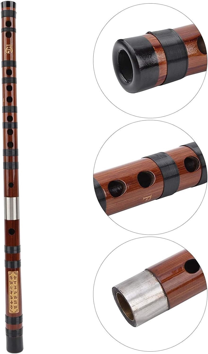 Bamboo Flute, D Key Dizi Bitter Bamboo Flute With Storage Box and Chinese knot, Traditional Handmade Chinese Musical Instrument for Beginners