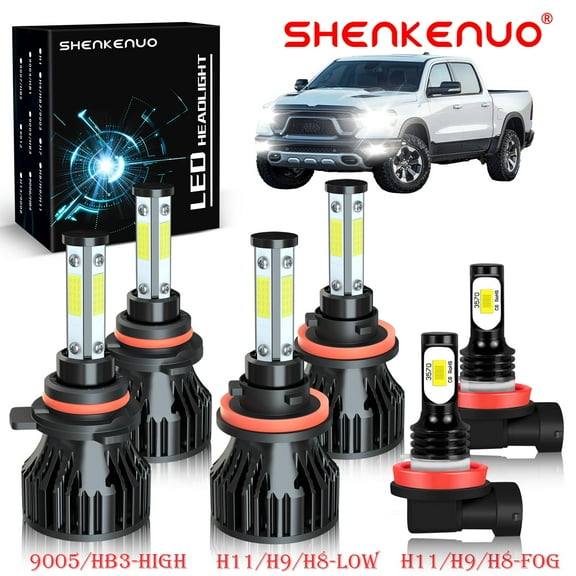 For Dodge Ram 1500 2019-2022 Led Headlights 20000LM 9005 High Beam H11 Low Beam H11 Fog Light Led Bulbs 6pc