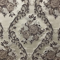 Decora Furnishings Luxurious Premium Vintage Damask Jacquard Fabric, 54" Width, Brown