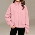 thumbnail image 3 of Zip up Sweatshirt Jackets for Girl - Fall Fleece Stand Neck Jacket with Pockets - Long Sleeve No Hood Outerwear, 3 of 7