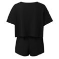 thumbnail image 4 of MuXiKeJi Clothes Women's Summer 2 Piece Outfits V-Shaped Lapel Tops and Drawstring Shorts Textured Lounge Vacation Sets with Pockets, 4 of 8