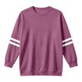 thumbnail image 4 of KHONTS Women's Striped Oversized Sweatshirt Crewneck Pullover Tops Basic Drop Shoulder Retro Sporty Fashion Fall Outfits for Casual Daily Purple XXL, 4 of 4