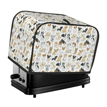 

KLL I Love Dogs Print 2 Slice Toaster Dust Covers Kitchen Small Appliance Cover with 2 Pockets Can hold Jam Spreader Knife & Toaster Tongs (11.4 x 7.9 x 7.5)