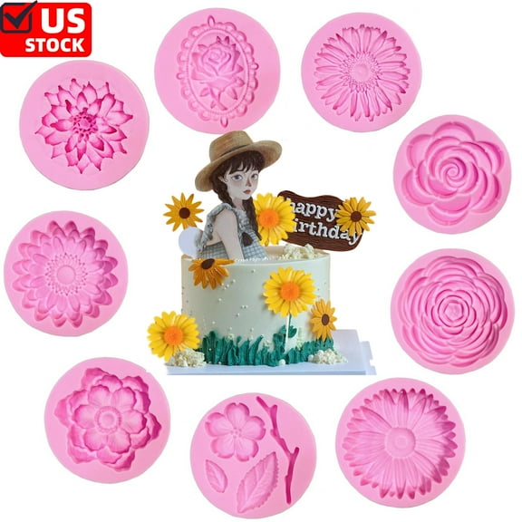 Silicone Cookie Mols, Flowers Fondant Molds Silicone Molds for Cupcake Dessert Chocolate Jelly Cookie Decor, Jewelry, Pastry, Chocolate,Handmade Soap Mould Candy Making