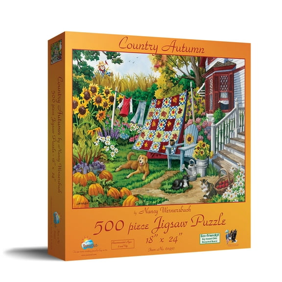 SUNSOUT INC - Country Autumn - 500 pc Jigsaw Puzzle by Artist: Nancy Wernersbach - Finished Size 18" x 24" - MPN# 62937