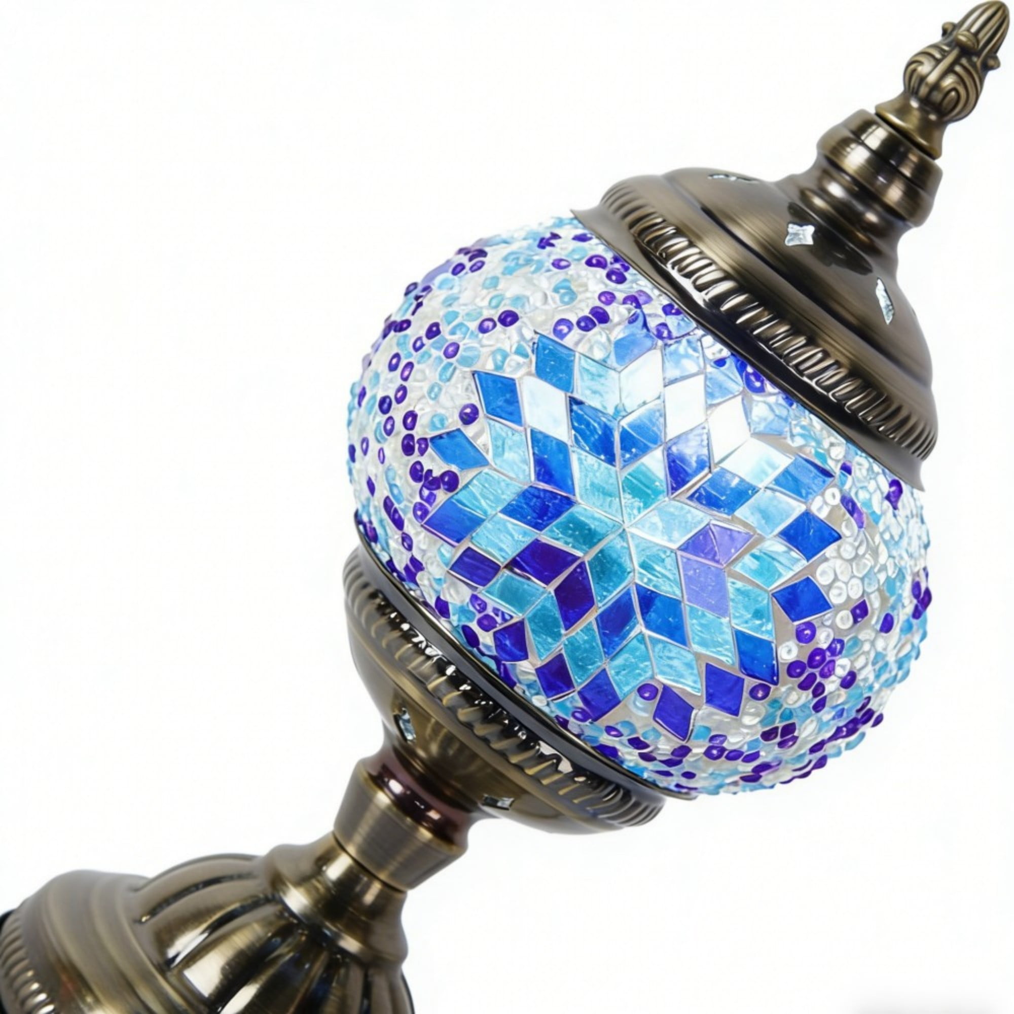 Turkish Lamp, Mosaic Table Lamp, Antique Moroccan Decorative Glass Bohemian Vintage Lamp Shade, Small Desk Tiffany Bedside Stained Glass Lamp with US Plug and E12 Socket