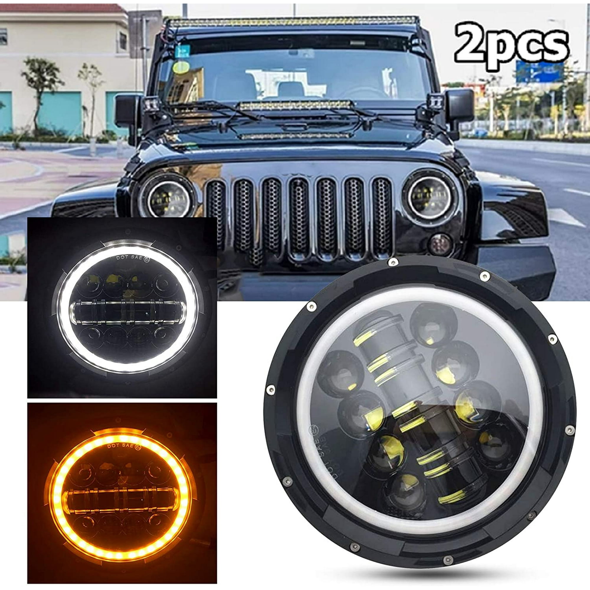 Sepeda 7inch Round LED Headlight LED Headlamps with White Daytime Running  Light Turn Signal Halo High Beam Low Beam Replacement for Jeep Wrangler JK  TJ LJ | Walmart Canada