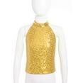 thumbnail image 3 of Zaldita Girl's Glitter Sequins Jazz Ballet Hip Hop Dance Tank Top Sleeveless Halter Neck Vest Dancewear Gold 8, 3 of 7