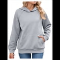 thumbnail image 3 of Sudadera con Capucha para Mujer, Informal, de Larga, Holgada, con Bolsillo. Gris M, 3 of 9