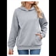 thumbnail image 3 of Sudadera con Capucha para Mujer, Informal, de Larga, Holgada, con Bolsillo. Gris M, 3 of 9