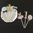 thumbnail image 6 of FRCOLOR Golden Baby Girl Cake Topper for First Birthday Party Decoration Paper Sweet Tie Clothes Design, 6 of 10
