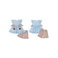 thumbnail image 2 of RUINIXCW Toddler Baby Girl Halloween Thanksgiving Outfit Infant Baby Girls Summer Fall Clothes Turkey Pumpkin Flying Sleeve Babydoll Shirt Tops and Shorts Set, 2 of 9