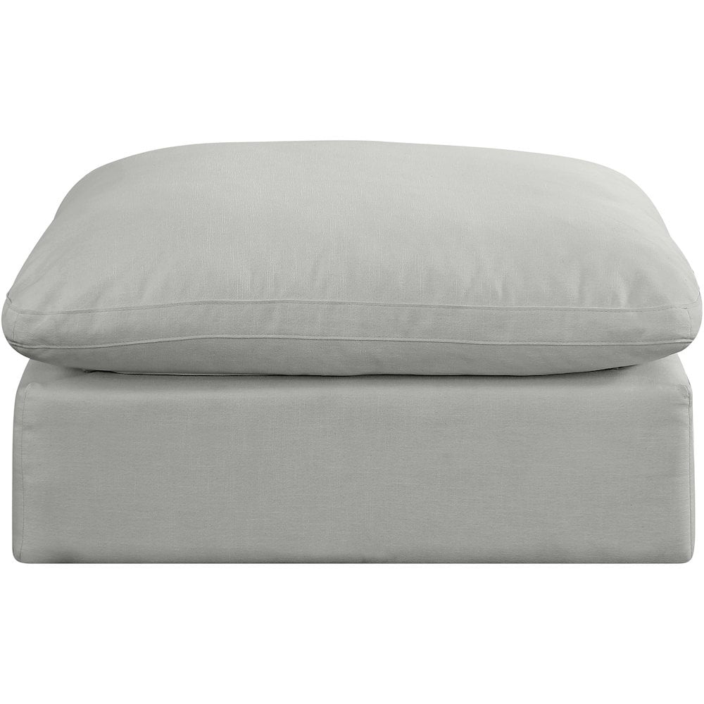 Meridian Furniture Comfy Grey Linen Textured Fabric Ottoman