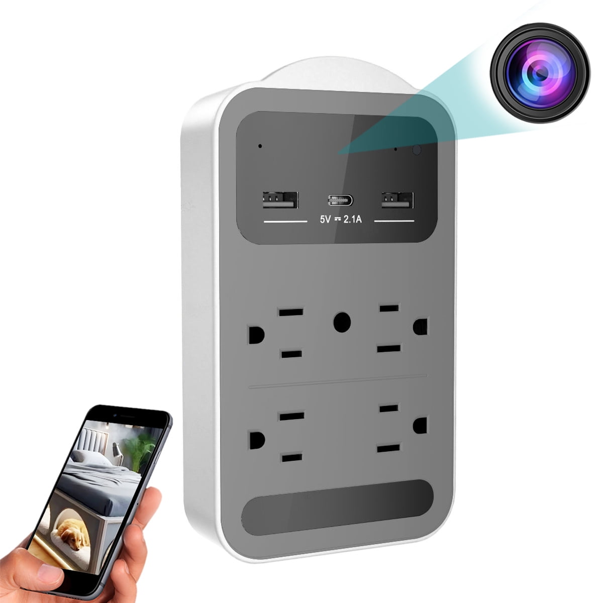 CAMDUCK 4K Wireless Outlet Camera Charger, Indoor Security Camera with Night Vision, Motion Detection, Remote Viewing