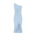 thumbnail image 4 of Giftesty Summer Dresses for Women Solid Color Backless Ruffled Slim Dress Banquet Party Shoulder Dress, 4 of 5