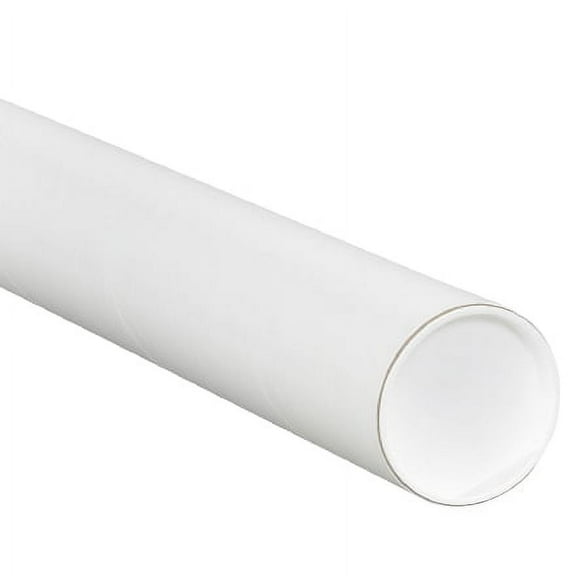 24 - 0.08 White Mailing Tubes with Caps 3" x 26"