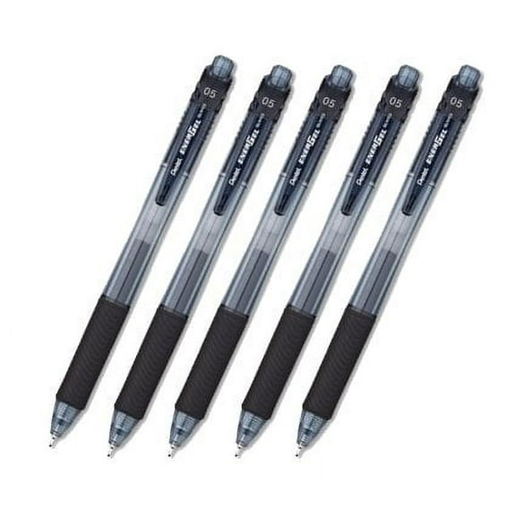Pentel Energel X Rubber Grip & Click Retractable Fine Line, Needle Tip -BLN-105- Cost Performance Model -0.5mm-black Ink-value Set of 5 (with Our Shop Original Description of Goods)