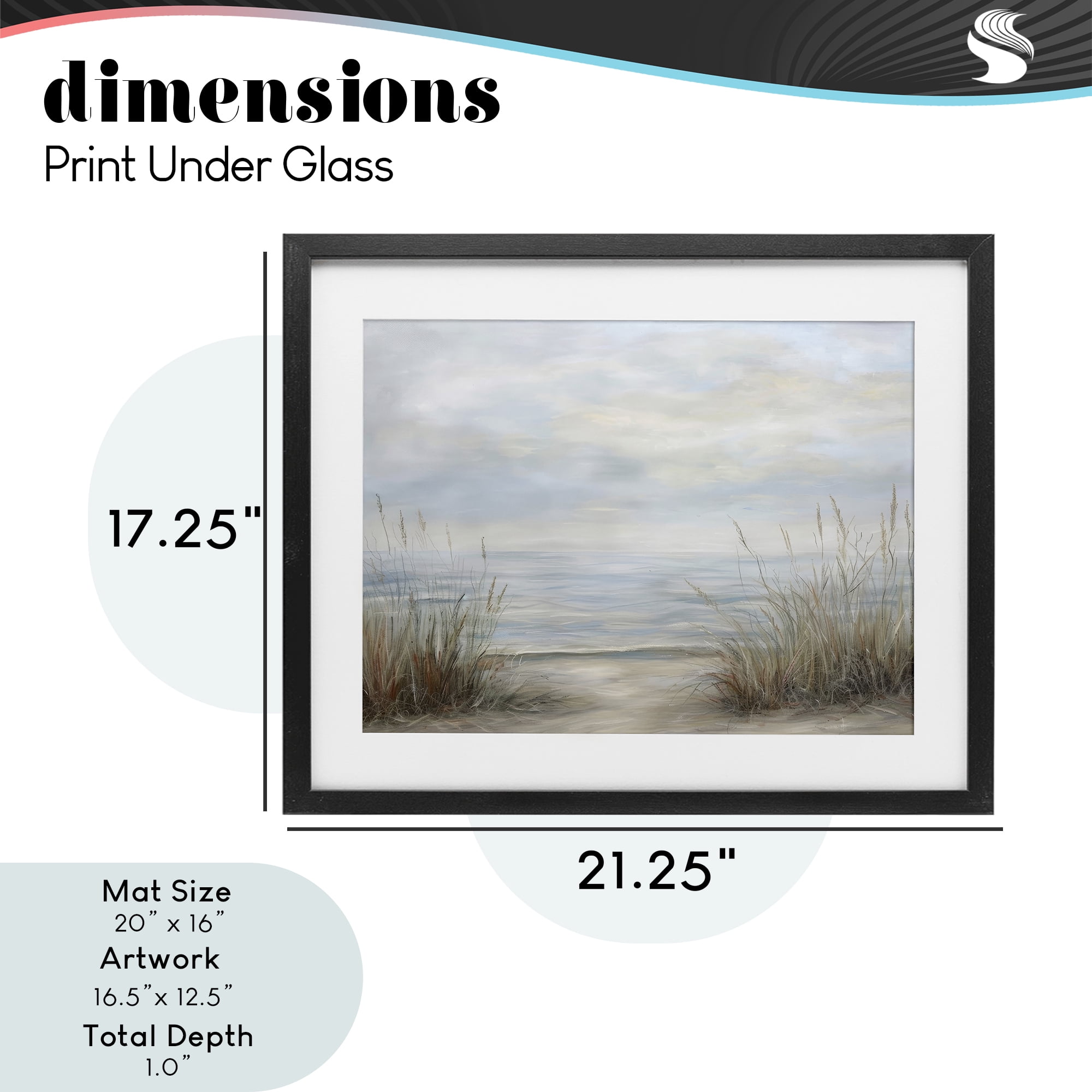Stupell Industries Silent Beach with Seaside Dunes Black Framed Print Under Glass, design by Petal Prints Design