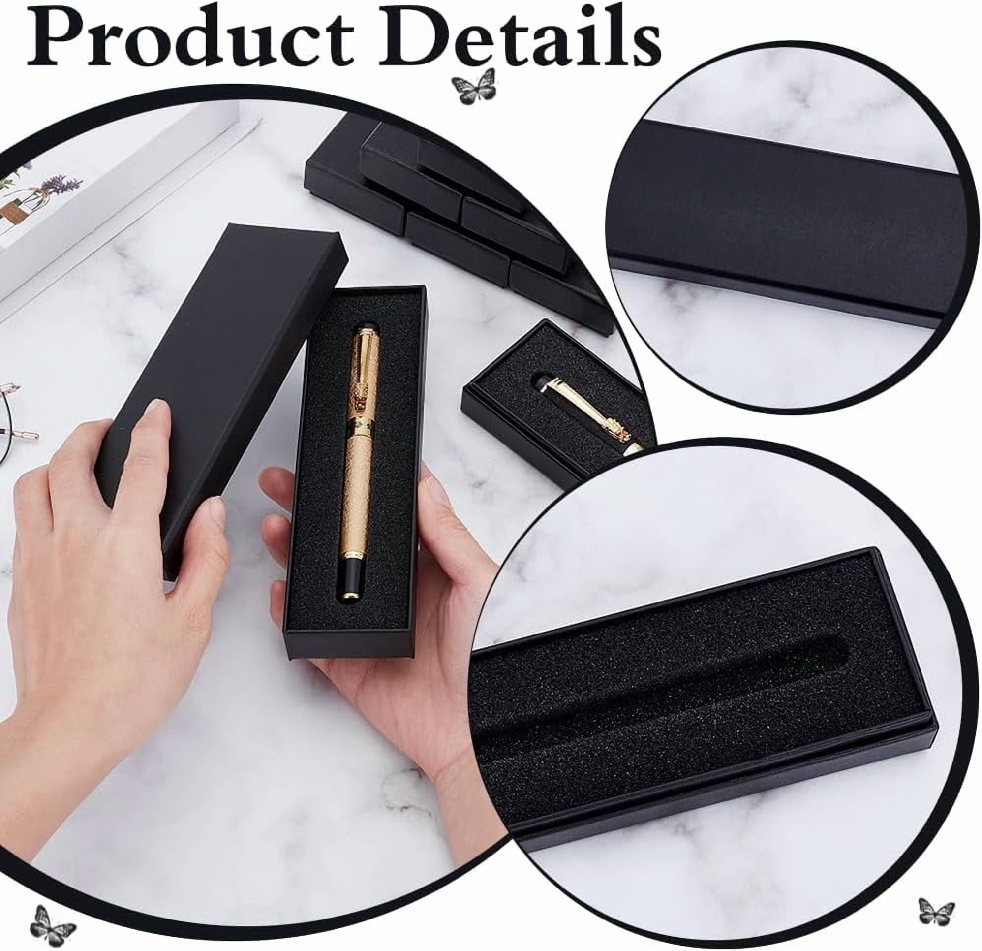 18 Pcs Black Pen Gift Box with Sponge 6.9x2x0.85 Inch Empty Long Fountain Pen Box Cardboard Jewelry Packing Cases with Cushion for Office Supplies Business Gift Black 18pcs