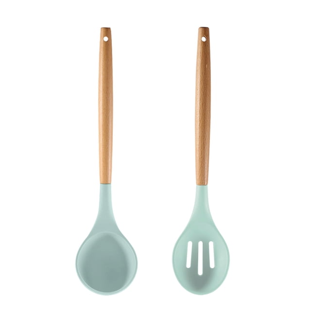 Juego de utensilios de cocina sin BPA no tóxicos con mango de madera de 2 uds para utensilios de cocina antiadherentes Vhermosa