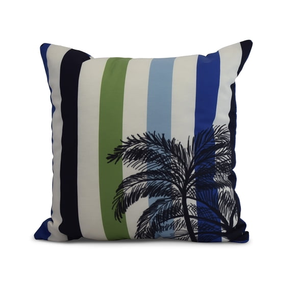 Simply Daisy, 26 x 26 Inch, Thin Stripe Palm, Stripe Print Pillow, Green