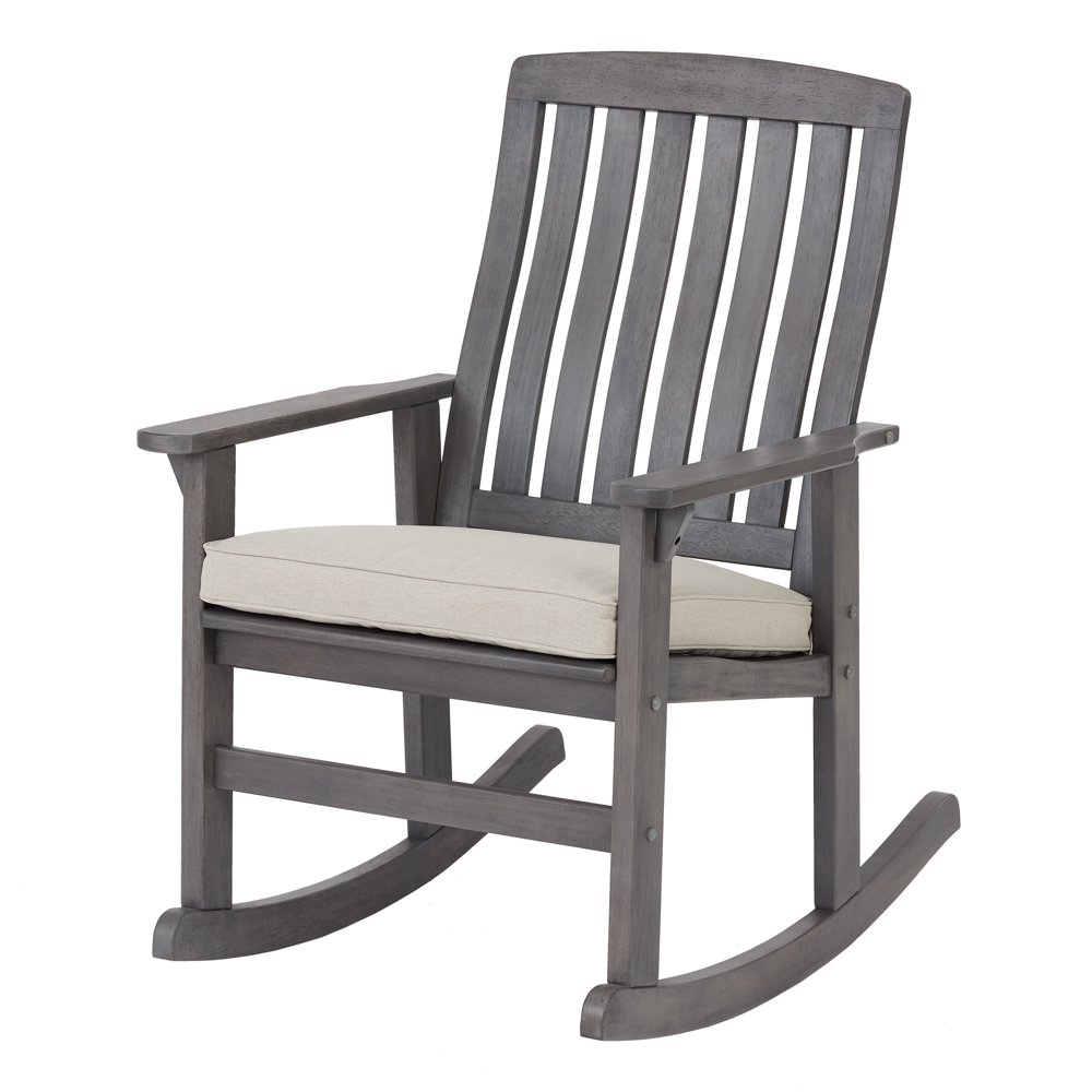 Better Homes & Gardens Delahey Cushioned Outdoor Wood Rocking Chair