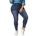 thumbnail image 1 of Unique Bargains Women's Plus Size Stretch Mid Rise Washed Skinny Jeans, 1 of 6