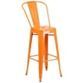 thumbnail image 5 of Flash Furniture Commercial Grade 23.75" Square Orange Metal Indoor-Outdoor Bar Table Set with 2 Stools with Backs, 5 of 5
