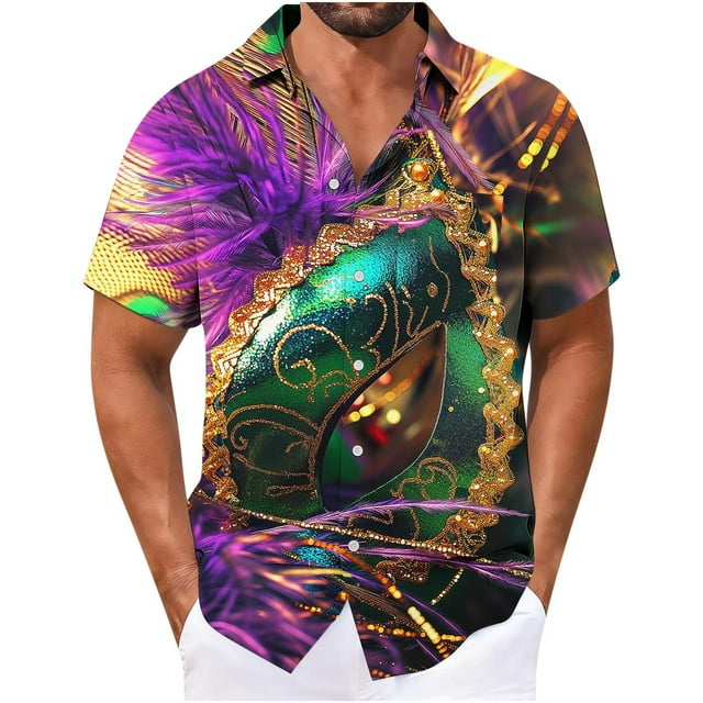 Men's Casual Button Down Shirts, Long Sleeve Printed Tops for Men, Wrinkle Free Breathable Shirt, Loose Fit Versatile Daily Wear, Spring Layer